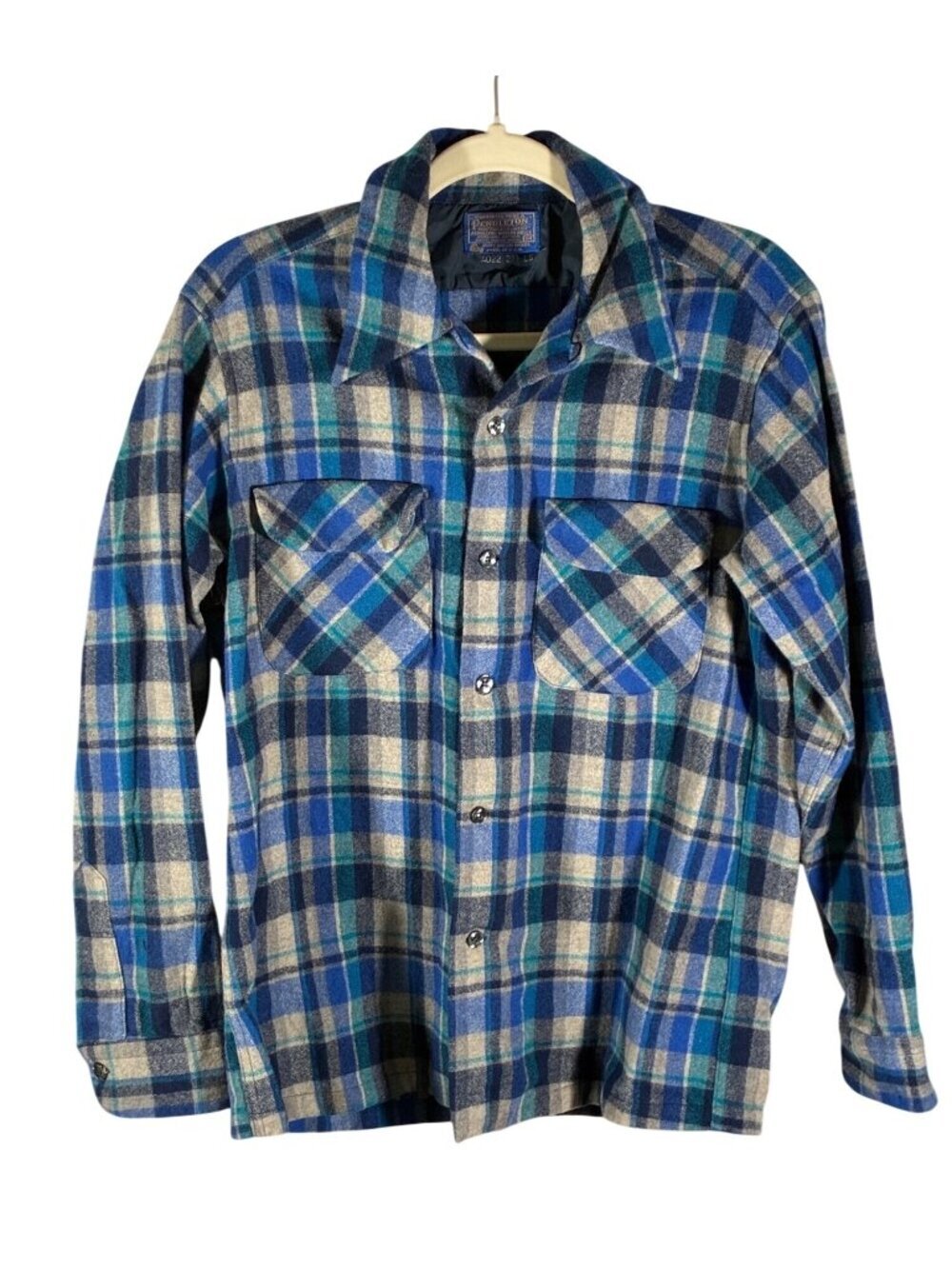 Vintage Pendleton wool board shirt Men’s M blue plaid outdoor hiking camping